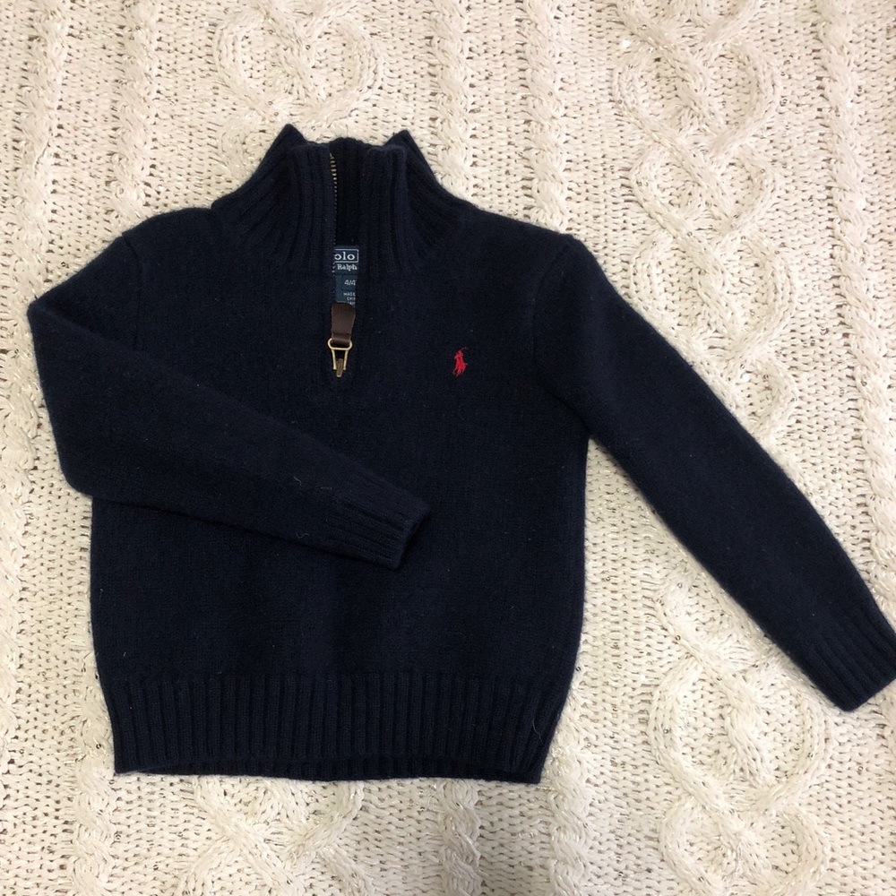 POLO RALPH LAUREN BOY’S LAMBS WOOL SWEATER -BLUE
